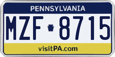 PA license plate MZF8715