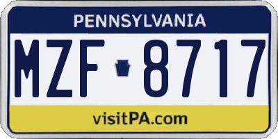 PA license plate MZF8717