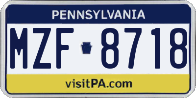 PA license plate MZF8718
