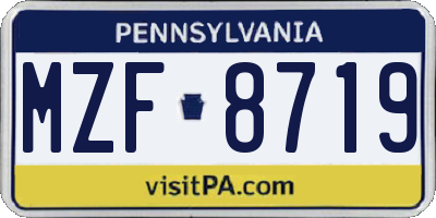 PA license plate MZF8719