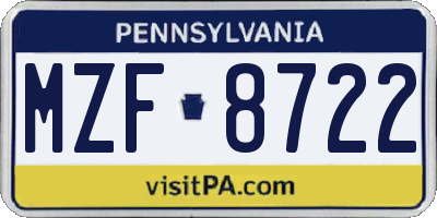 PA license plate MZF8722