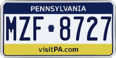 PA license plate MZF8727