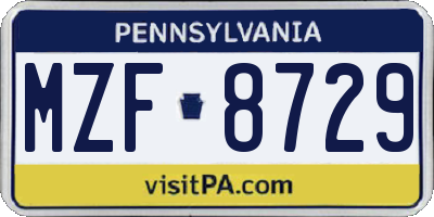 PA license plate MZF8729
