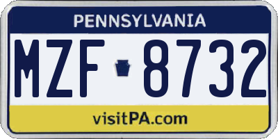 PA license plate MZF8732