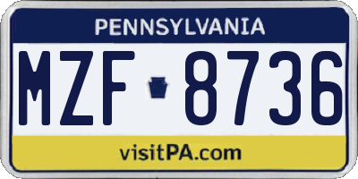 PA license plate MZF8736