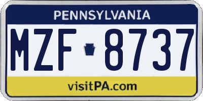 PA license plate MZF8737