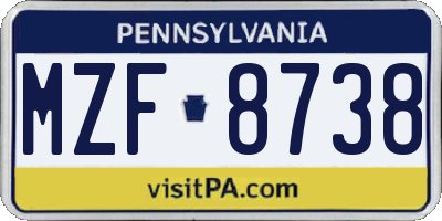 PA license plate MZF8738