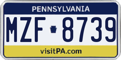 PA license plate MZF8739