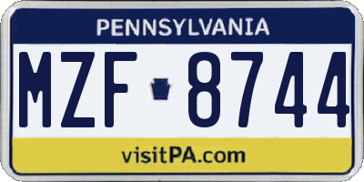 PA license plate MZF8744