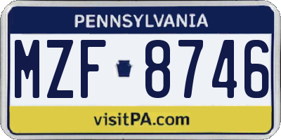 PA license plate MZF8746