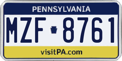PA license plate MZF8761