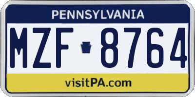 PA license plate MZF8764