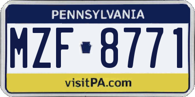 PA license plate MZF8771