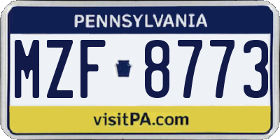 PA license plate MZF8773