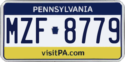 PA license plate MZF8779