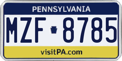 PA license plate MZF8785
