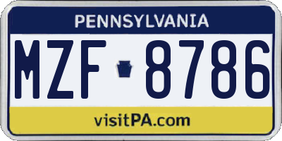 PA license plate MZF8786