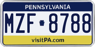 PA license plate MZF8788
