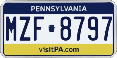 PA license plate MZF8797