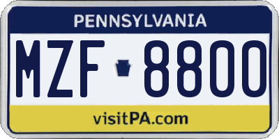 PA license plate MZF8800