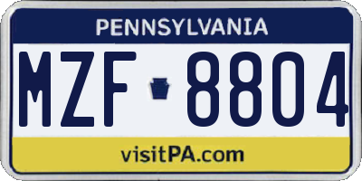 PA license plate MZF8804