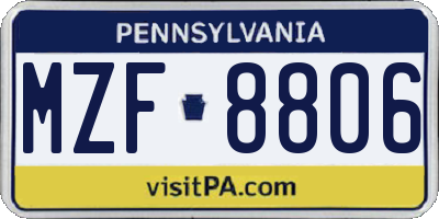 PA license plate MZF8806