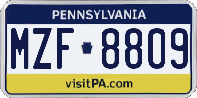 PA license plate MZF8809