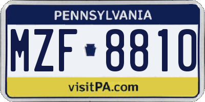 PA license plate MZF8810