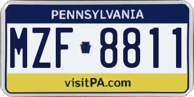 PA license plate MZF8811