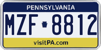 PA license plate MZF8812