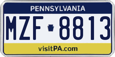 PA license plate MZF8813