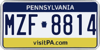 PA license plate MZF8814