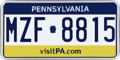 PA license plate MZF8815