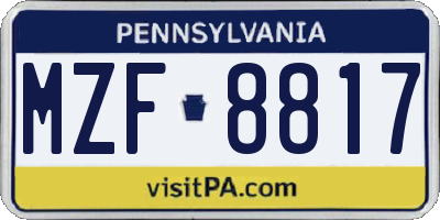 PA license plate MZF8817