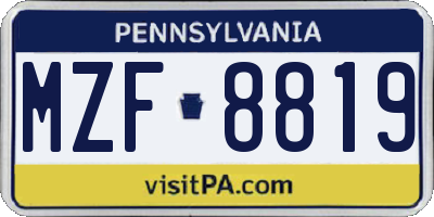 PA license plate MZF8819