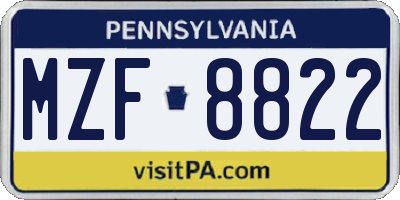 PA license plate MZF8822