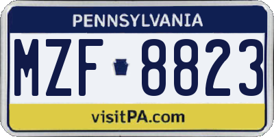 PA license plate MZF8823