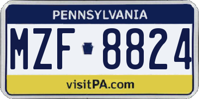 PA license plate MZF8824