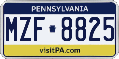 PA license plate MZF8825