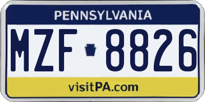 PA license plate MZF8826