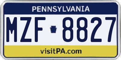 PA license plate MZF8827