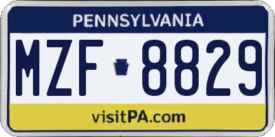 PA license plate MZF8829