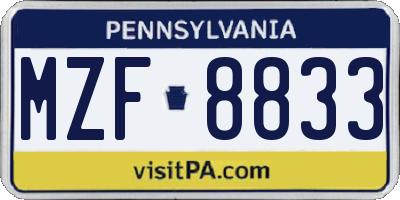 PA license plate MZF8833