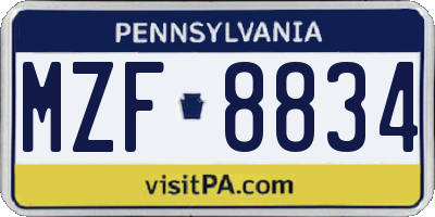 PA license plate MZF8834