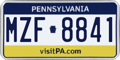 PA license plate MZF8841