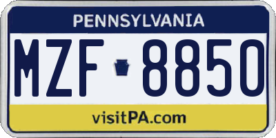 PA license plate MZF8850