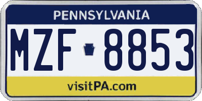 PA license plate MZF8853
