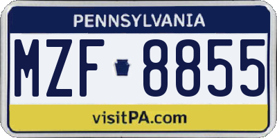 PA license plate MZF8855