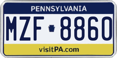 PA license plate MZF8860