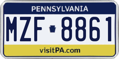 PA license plate MZF8861